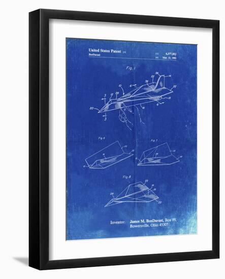 PP983-Faded Blueprint Paper Airplane Patent Poster-Cole Borders-Framed Giclee Print