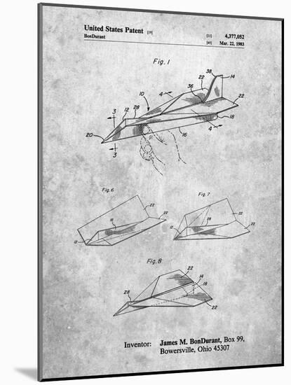 PP983-Slate Paper Airplane Patent Poster-Cole Borders-Mounted Giclee Print