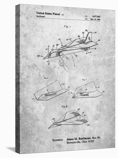 PP983-Slate Paper Airplane Patent Poster-Cole Borders-Stretched Canvas