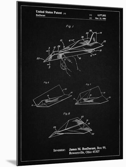 PP983-Vintage Black Paper Airplane Patent Poster-Cole Borders-Mounted Giclee Print