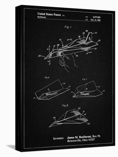 PP983-Vintage Black Paper Airplane Patent Poster-Cole Borders-Stretched Canvas