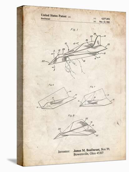 PP983-Vintage Parchment Paper Airplane Patent Poster-Cole Borders-Stretched Canvas