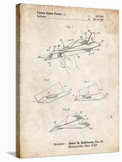 PP983-Vintage Parchment Paper Airplane Patent Poster-Cole Borders-Stretched Canvas