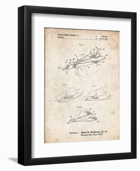 PP983-Vintage Parchment Paper Airplane Patent Poster-Cole Borders-Framed Giclee Print