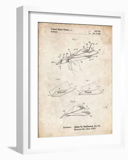 PP983-Vintage Parchment Paper Airplane Patent Poster-Cole Borders-Framed Giclee Print