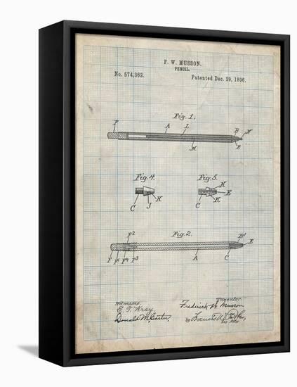 PP984-Antique Grid Parchment Pencil Patent Poster-Cole Borders-Framed Stretched Canvas