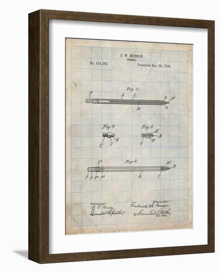 PP984-Antique Grid Parchment Pencil Patent Poster-Cole Borders-Framed Giclee Print