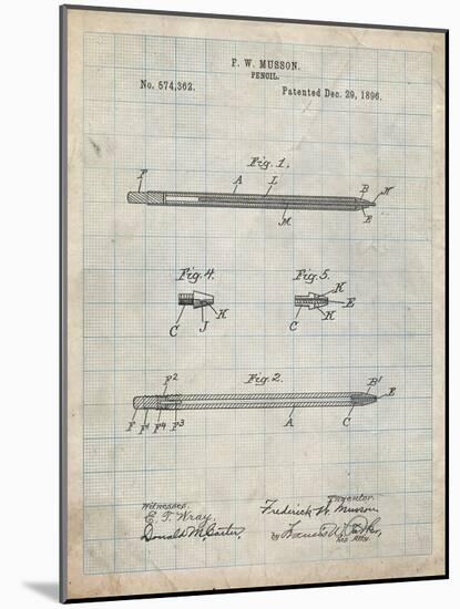 PP984-Antique Grid Parchment Pencil Patent Poster-Cole Borders-Mounted Giclee Print