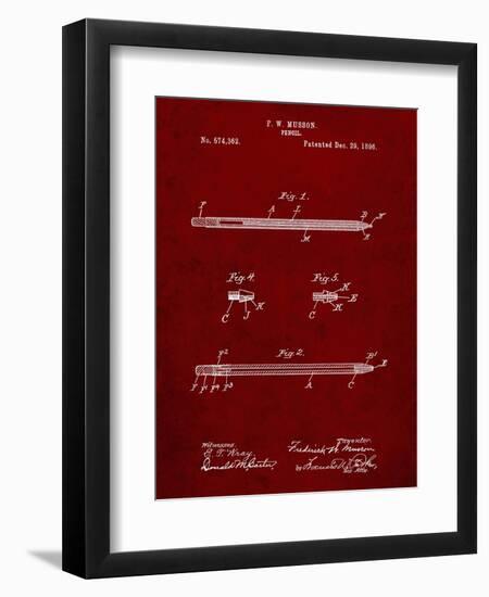 PP984-Burgundy Pencil Patent Poster-Cole Borders-Framed Premium Giclee Print