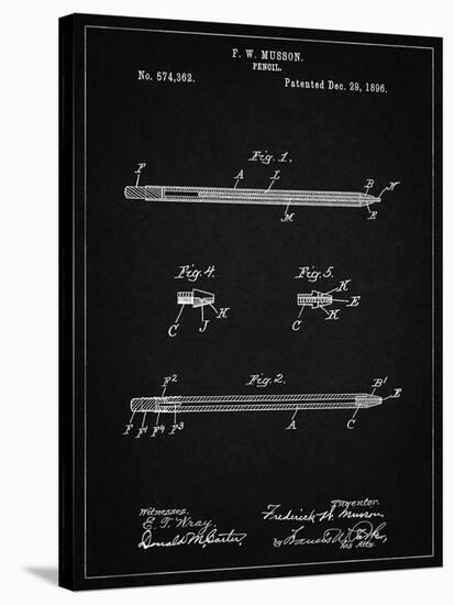 PP984-Vintage Black Pencil Patent Poster-Cole Borders-Stretched Canvas