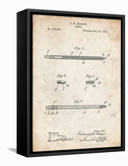 PP984-Vintage Parchment Pencil Patent Poster-Cole Borders-Framed Stretched Canvas