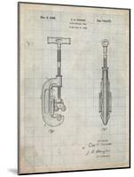 PP986-Antique Grid Parchment Pipe Cutting Tool Patent Poster-Cole Borders-Mounted Giclee Print