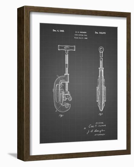 PP986-Black Grid Pipe Cutting Tool Patent Poster-Cole Borders-Framed Giclee Print