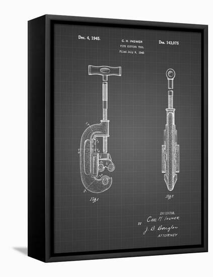 PP986-Black Grid Pipe Cutting Tool Patent Poster-Cole Borders-Framed Stretched Canvas