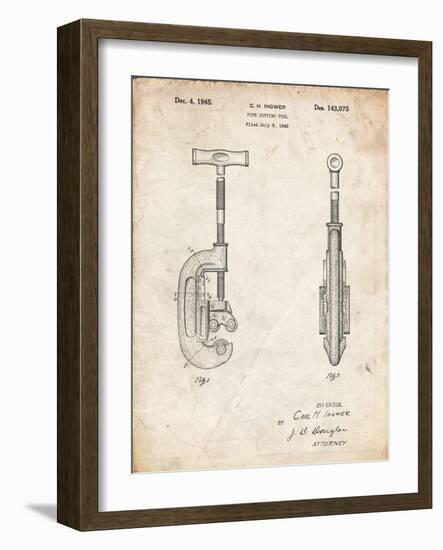 PP986-Vintage Parchment Pipe Cutting Tool Patent Poster-Cole Borders-Framed Giclee Print