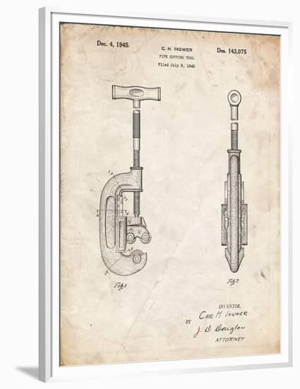 PP986-Vintage Parchment Pipe Cutting Tool Patent Poster-Cole Borders-Framed Premium Giclee Print