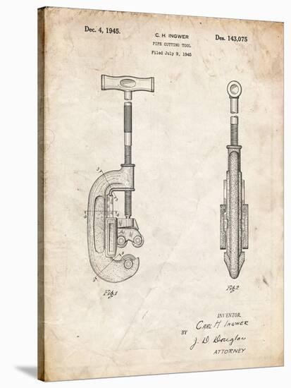 PP986-Vintage Parchment Pipe Cutting Tool Patent Poster-Cole Borders-Stretched Canvas