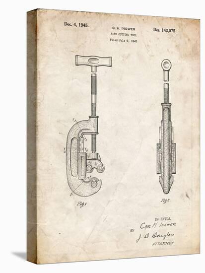 PP986-Vintage Parchment Pipe Cutting Tool Patent Poster-Cole Borders-Stretched Canvas