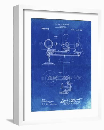 PP988-Faded Blueprint Planetarium 1909 Patent Poster-Cole Borders-Framed Giclee Print