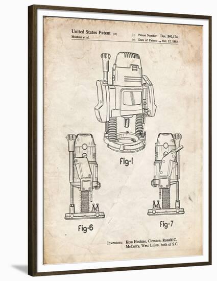 PP991-Vintage Parchment Plunge Router Patent Poster-Cole Borders-Framed Premium Giclee Print