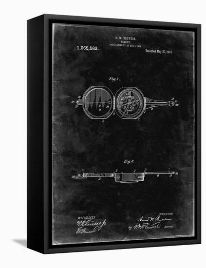 PP992-Black Grunge Pocket Transit Compass 1919 Patent Poster-Cole Borders-Framed Stretched Canvas