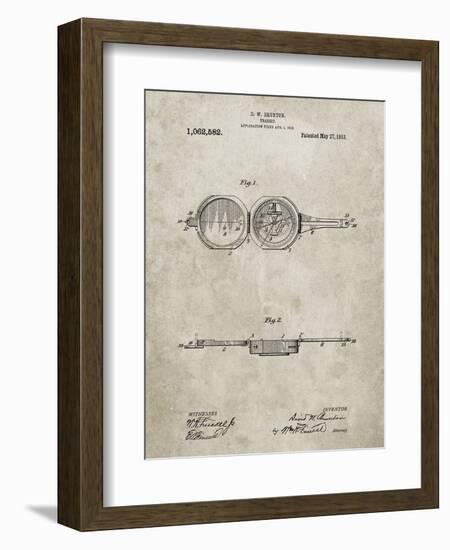 PP992-Sandstone Pocket Transit Compass 1919 Patent Poster-Cole Borders-Framed Giclee Print