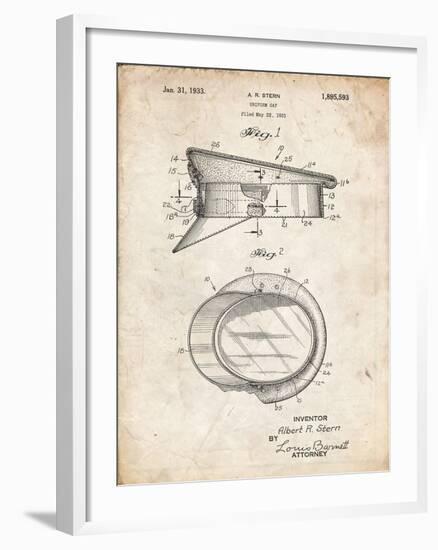 PP993-Vintage Parchment Police Hat 1933 Patent Poster-Cole Borders-Framed Giclee Print