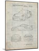 PP994-Antique Grid Parchment Porsche 911 with Spoiler Patent Poster-Cole Borders-Mounted Giclee Print