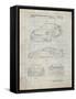 PP994-Antique Grid Parchment Porsche 911 with Spoiler Patent Poster-Cole Borders-Framed Stretched Canvas