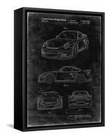 PP994-Black Grunge Porsche 911 with Spoiler Patent Poster-Cole Borders-Framed Stretched Canvas