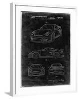 PP994-Black Grunge Porsche 911 with Spoiler Patent Poster-Cole Borders-Framed Giclee Print