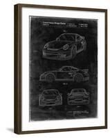 PP994-Black Grunge Porsche 911 with Spoiler Patent Poster-Cole Borders-Framed Giclee Print