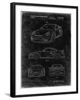 PP994-Black Grunge Porsche 911 with Spoiler Patent Poster-Cole Borders-Framed Giclee Print