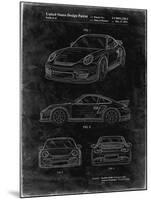 PP994-Black Grunge Porsche 911 with Spoiler Patent Poster-Cole Borders-Mounted Giclee Print