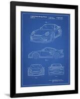 PP994-Blueprint Porsche 911 with Spoiler Patent Poster-Cole Borders-Framed Giclee Print