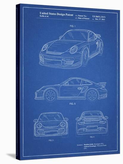 PP994-Blueprint Porsche 911 with Spoiler Patent Poster-Cole Borders-Stretched Canvas