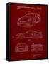 PP994-Burgundy Porsche 911 with Spoiler Patent Poster-Cole Borders-Framed Stretched Canvas