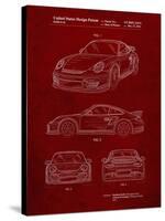 PP994-Burgundy Porsche 911 with Spoiler Patent Poster-Cole Borders-Stretched Canvas