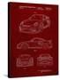 PP994-Burgundy Porsche 911 with Spoiler Patent Poster-Cole Borders-Stretched Canvas