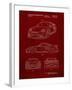 PP994-Burgundy Porsche 911 with Spoiler Patent Poster-Cole Borders-Framed Giclee Print