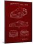 PP994-Burgundy Porsche 911 with Spoiler Patent Poster-Cole Borders-Mounted Giclee Print