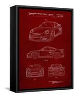 PP994-Burgundy Porsche 911 with Spoiler Patent Poster-Cole Borders-Framed Stretched Canvas