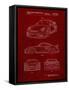 PP994-Burgundy Porsche 911 with Spoiler Patent Poster-Cole Borders-Framed Stretched Canvas