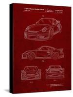 PP994-Burgundy Porsche 911 with Spoiler Patent Poster-Cole Borders-Stretched Canvas