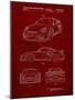 PP994-Burgundy Porsche 911 with Spoiler Patent Poster-Cole Borders-Mounted Giclee Print