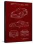 PP994-Burgundy Porsche 911 with Spoiler Patent Poster-Cole Borders-Stretched Canvas