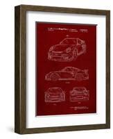 PP994-Burgundy Porsche 911 with Spoiler Patent Poster-Cole Borders-Framed Premium Giclee Print