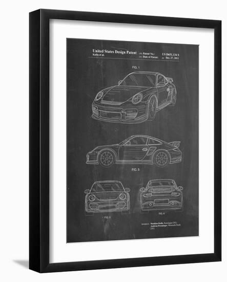 PP994-Chalkboard Porsche 911 with Spoiler Patent Poster-Cole Borders-Framed Giclee Print