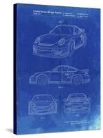 PP994-Faded Blueprint Porsche 911 with Spoiler Patent Poster-Cole Borders-Stretched Canvas