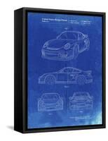 PP994-Faded Blueprint Porsche 911 with Spoiler Patent Poster-Cole Borders-Framed Stretched Canvas